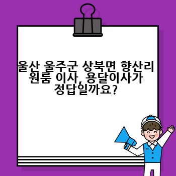 울산 울주군 상북면 향산리 원룸 이사, 용달이사가 정답일까요?