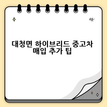 대청면 하이브리드 중고차 매입 추가 팁