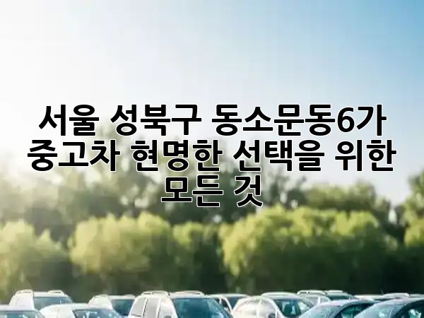 서울 성북구 동소문동6가 중고차, 현명한 선택을 위한 모든 것! 🚗✨